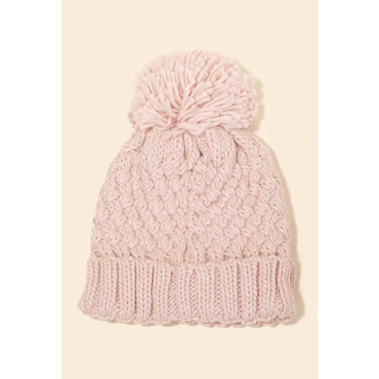 Pink Pompom Crochet Beanie