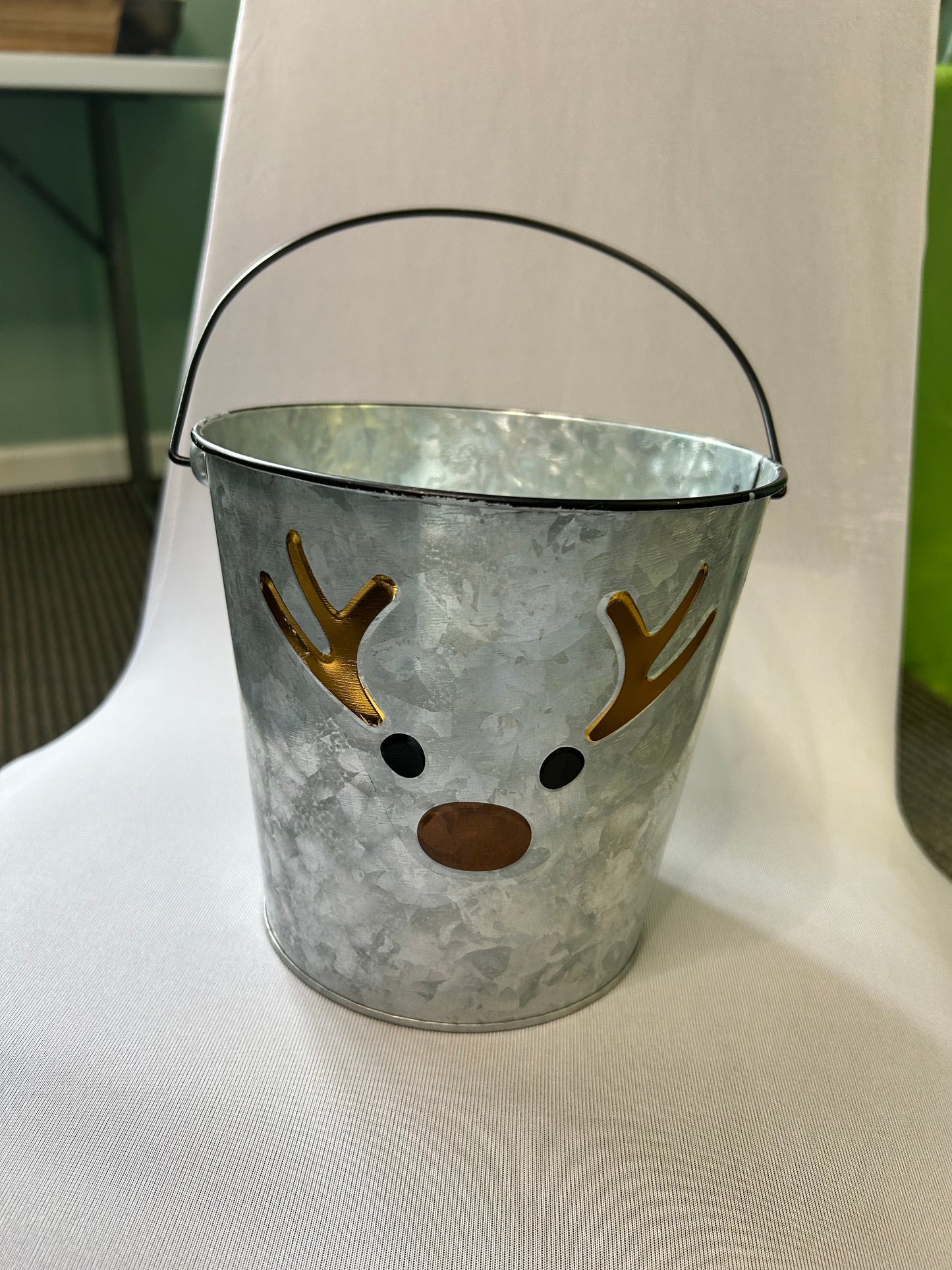 Reindeer Metal Bucket
