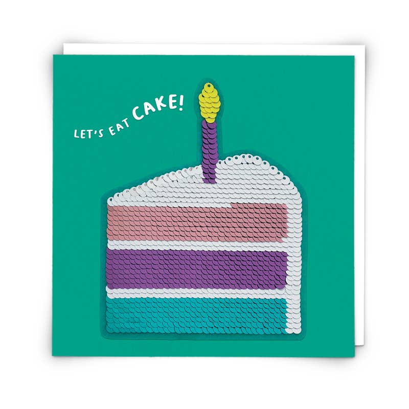 Cake Card with Reusable Reversible Sequin Patch
