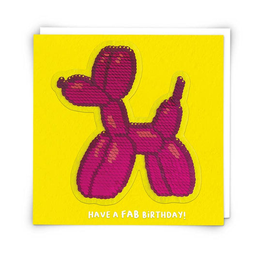 Balloon Dog Card with Reusable Reversible Sequin Patch