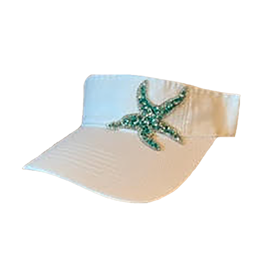 white visor with starfish sequin patch