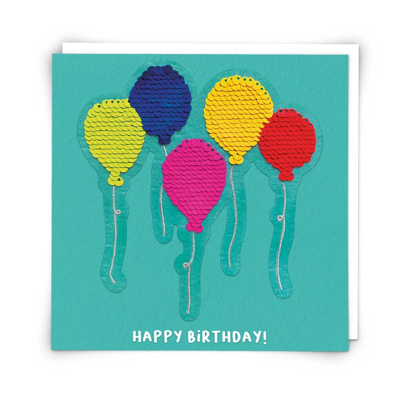 Sequin Balloons Card with Reusable Reversible Sequin Patch