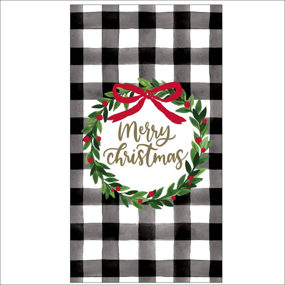 3 ply Guest Towel 40 Count | Check Wreath Merry Christmas