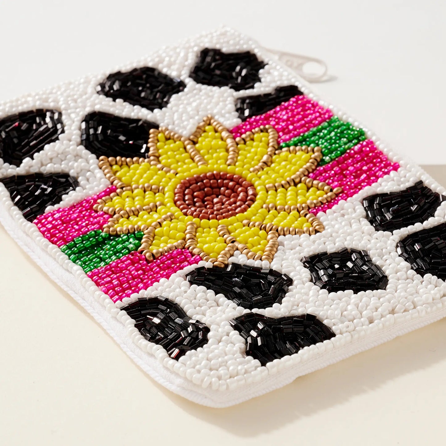 Flower Cow Print Seed Bead Coin Purse | Soreall Amore