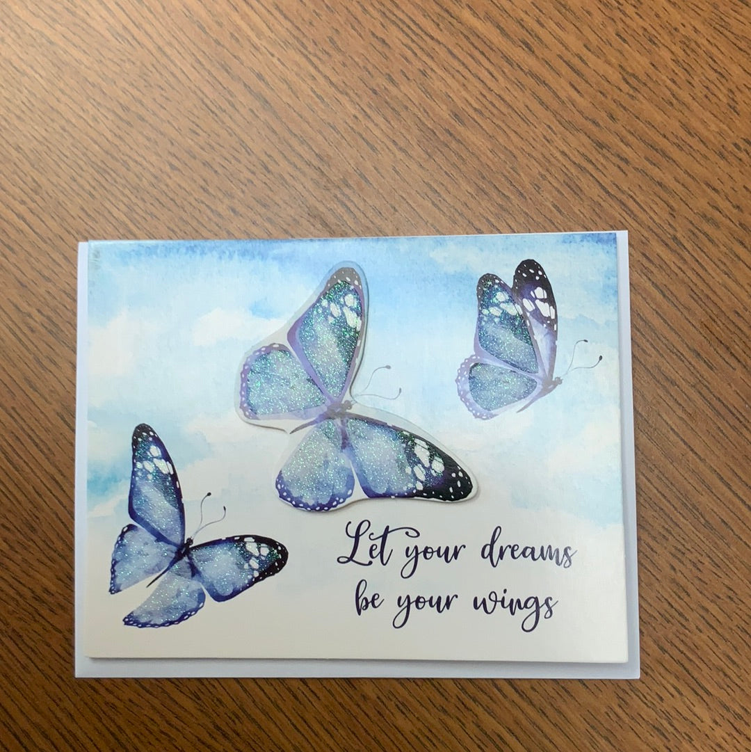 Blue Butterfly Blank Note Card