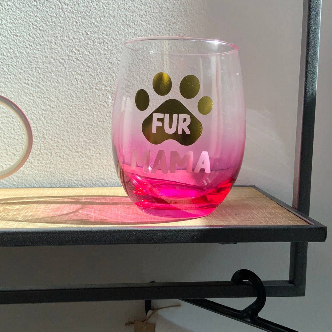 Fur Mama pink wine tumbler